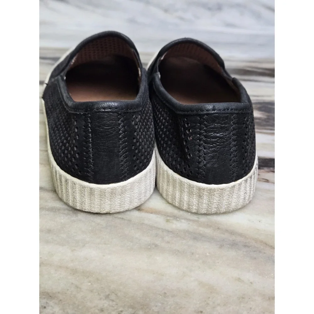 FRYE Camille Black Suede Perforated Slip‎ On Shoes Size 7.5 Preppy Minimalist